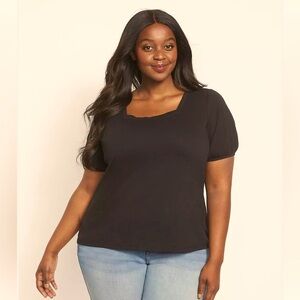Lane Bryant square neck short puff sleeve top Size 34/36 NWT🎄